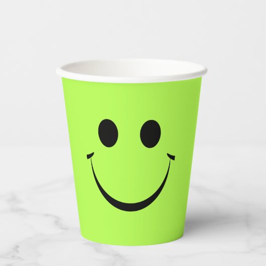 Lime Green Happy Face Birthday Papieren Bekers (Voorkant)