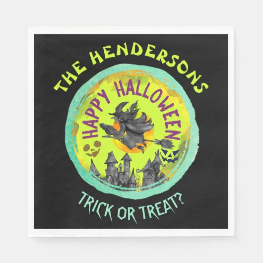 Lime green Happy Halloween Servet (Voorkant)