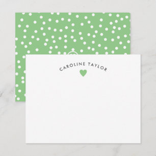 Lime Green Heart en Polka Dots Cute Girly Notitiekaartje