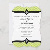 Lime Green Herringbone blanc Faire-part de mariage (Devant)