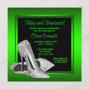 Lime Green High Heels Womans Birthday Party Kaart