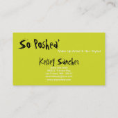 Lime Green Ink Splot Make Up Artist Carte de visit (Dos)