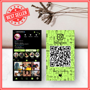 Lime Green Instagram Kapsalon QR Visitekaartje
