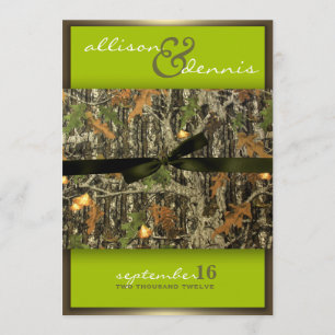Lime Green - Lavish Camo Wedding Invitations Kaart