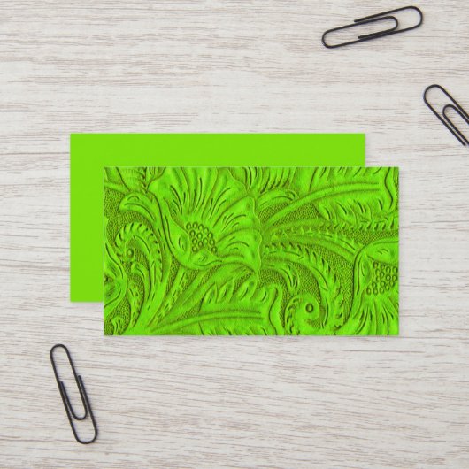 Lime Green Leather Imprimer Cartes de visite (Devant/Arrière en situation)