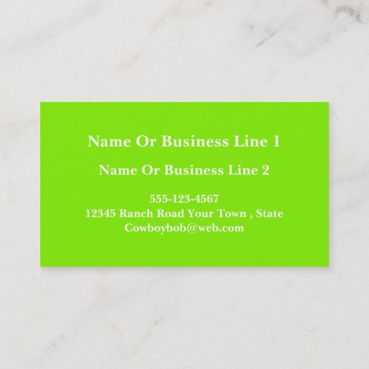 Lime Green Leather Imprimer Cartes de visite (Dos)