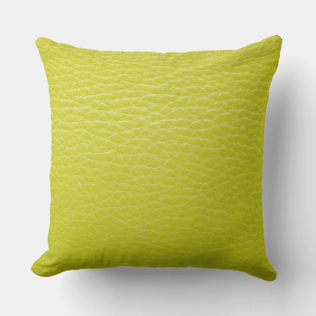 Lime Green Leather Look Print Kussen (Voorkant)