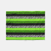 Lime Green Leopard en Zebra Animal Print Fleece Deken (Voorkant (Horizontaal))