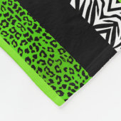 Lime Green Leopard en Zebra Animal Print Fleece Deken (Hoek)