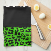 Lime Green Leopard en Zebra Animal Print Theedoek (Quarter Fold)