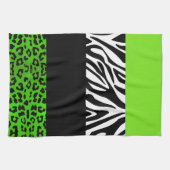 Lime Green Leopard en Zebra Animal Print Theedoek (Horizontaal)