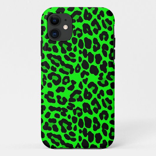 Lime green Leopard Print Punk Gothic Case-Mate iPhone Case (Achterkant)