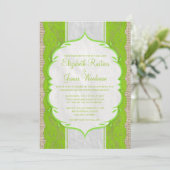 Lime Green Linen Burlap Wedding Invitation Kaart (Staand voorkant)