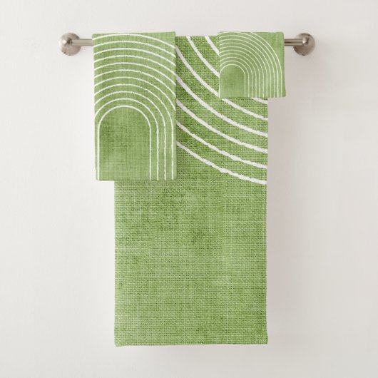 Lime Green Linen minimalist Bad Handdoek (Insitu)
