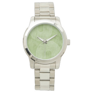Lime Green Linen minimalist Horloge