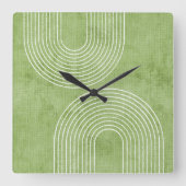 Lime Green Linen minimalist Vierkante Klok (Voorkant)