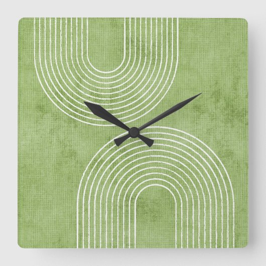 Lime Green Linen minimalist Vierkante Klok (Voorkant)