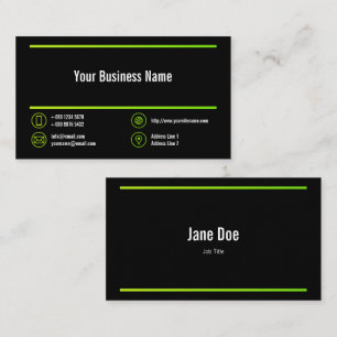 Lime Green Lines Corporate Chartreuse Icons Black Visitekaartje