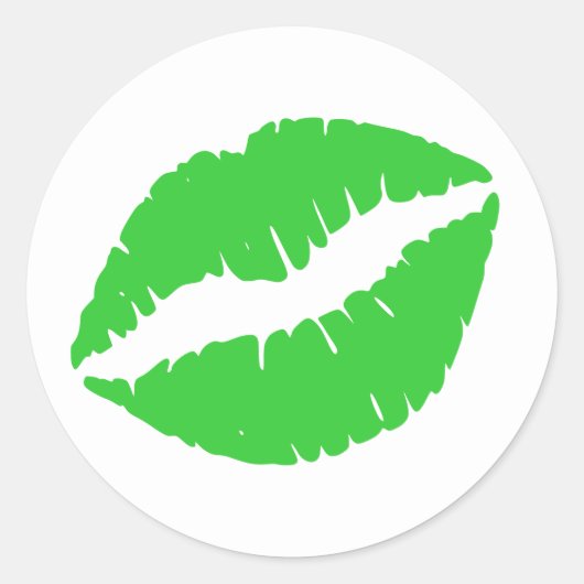 Lime Green Lipstick Print Ronde Sticker (Voorkant)