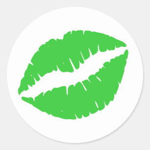 Lime Green Lipstick Print Ronde Sticker