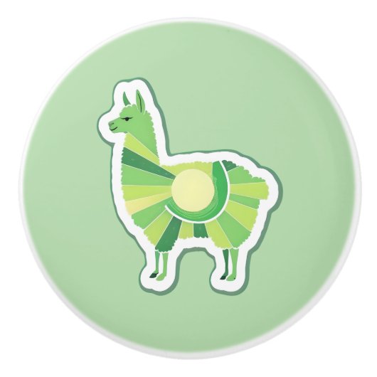Lime Green Llama Door Pull Keramische Knop (Voorkant)