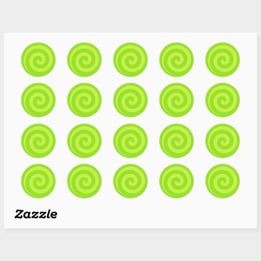 Lime Green Lollipop Swirl Circle Stickers (Vel)