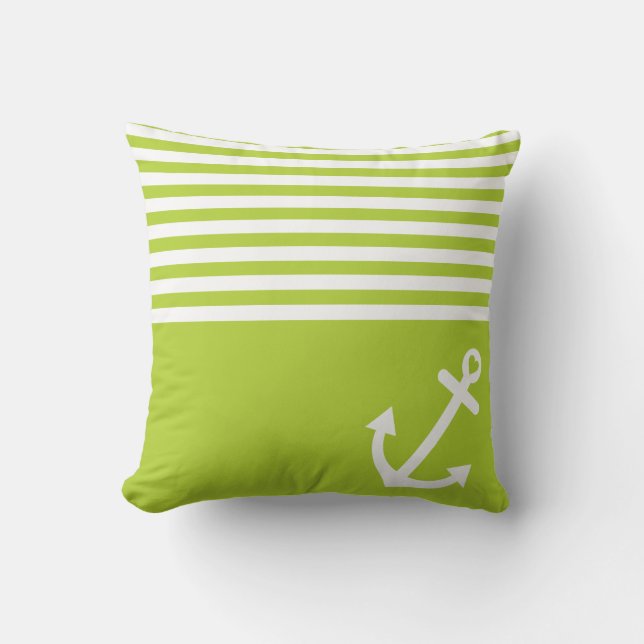 Lime Green Love Anchor Nautical Kussen (Voorkant)