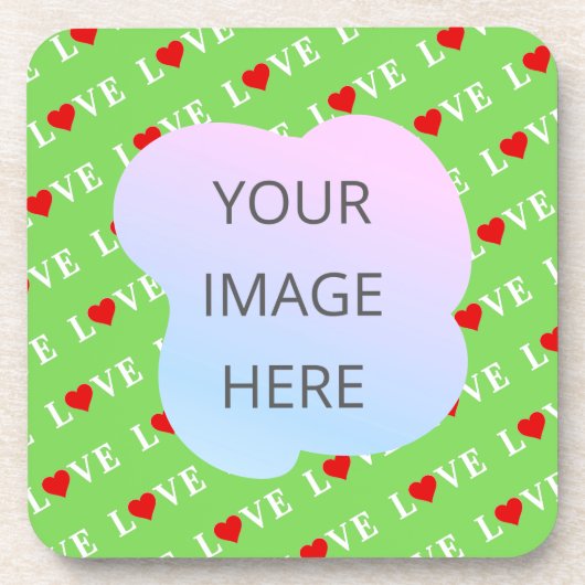 Lime Green LOVE Bier Onderzetter (Voorkant)