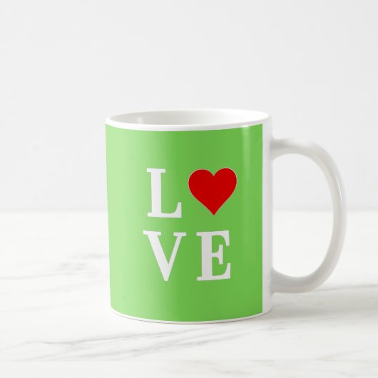 Lime Green LOVE Modern Stijlvol Koffiemok (Rechts)