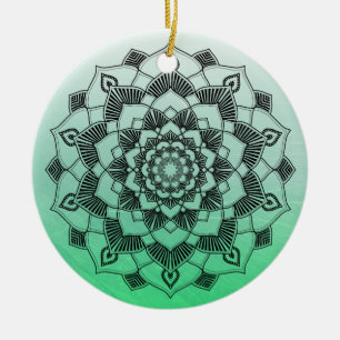 Lime Green Mandala Abstract mooie kerst Keramisch Ornament