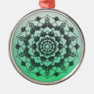 Lime Green Mandala Abstract mooie kerst Metalen Ornament