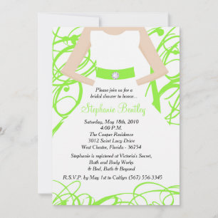 Lime Green Mariage robe nuptiale douche Invitation