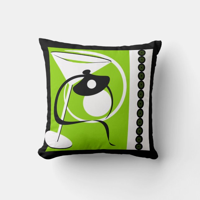 Lime Green Martini Abstrait américain MoJo Coussin (Recto)