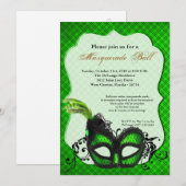 Lime Green Masquerade Mask Ball Costume Halloween Kaart (Voorkant / Achterkant)