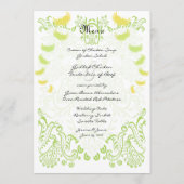 Lime Green Mehndi Bird Menu Mariage (Dos)