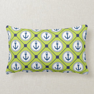 Lime Green Nautical Anchor Pattern Kussen
