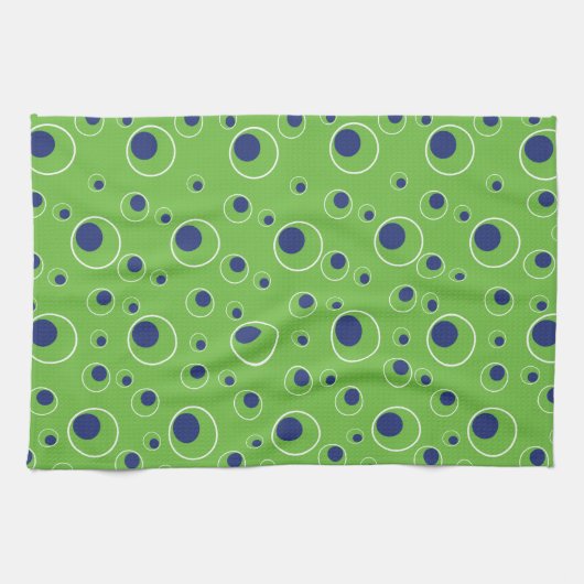 Lime Green Navy Cercles Bleus Points Serviette de (Horizontal)