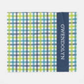 Lime Green, Navy en Turquoise Blue Pset Fleece Deken (Voorkant (Horizontaal))