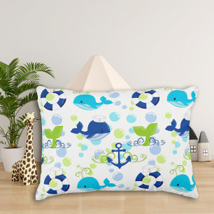 Lime Green Navy Nautical Pattern Kids Decoratief Kussen