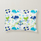 Lime Green Navy Nautical Pattern Kids Decoratief Kussen (Achterkant)