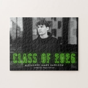 Lime Green Neon Klasse van 2025 Afstuderen Foto Legpuzzel