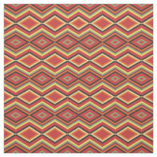 Lime Green Oranje Yellow Red Black Ethnic Kijk Stof
