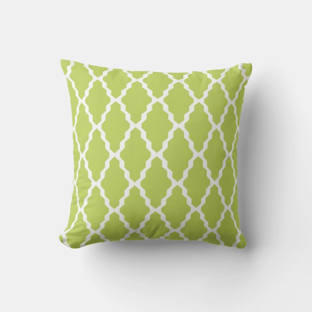 Lime Green OutdoorKussens - Trellis Tile Pattern Buitenkussen (Voorkant)