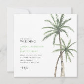 Lime Green Palm Tree Wedding Kaart (Voorkant)
