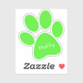 Lime Green Paw Print Custom-Cut Vinyl Sticker (Vel)