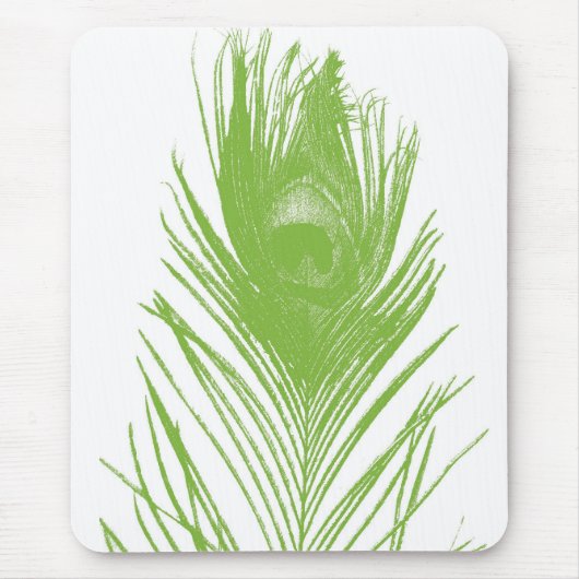 Lime Green Peacock Feather Mousepad Muismat (Voorkant)