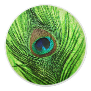 Lime Green Peacock Keramische Knop