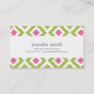 Lime Green Pink Diamonds Ikat Pattern Contactkaartje