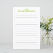 Lime Green Plaid Gelijnd Briefpapier Stationery (Staand voorkant)