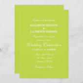 Lime Green Plain Simple Wedding Invitation Kaart (Voorkant / Achterkant)
